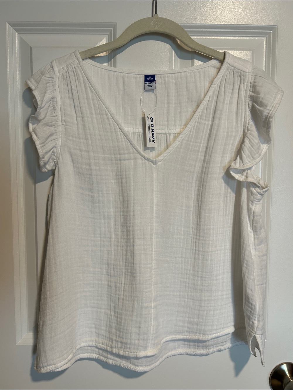 NWT Old Navy Women's White Gauze V-Neck Ruffle Sleeve Top Women's Medium Petite